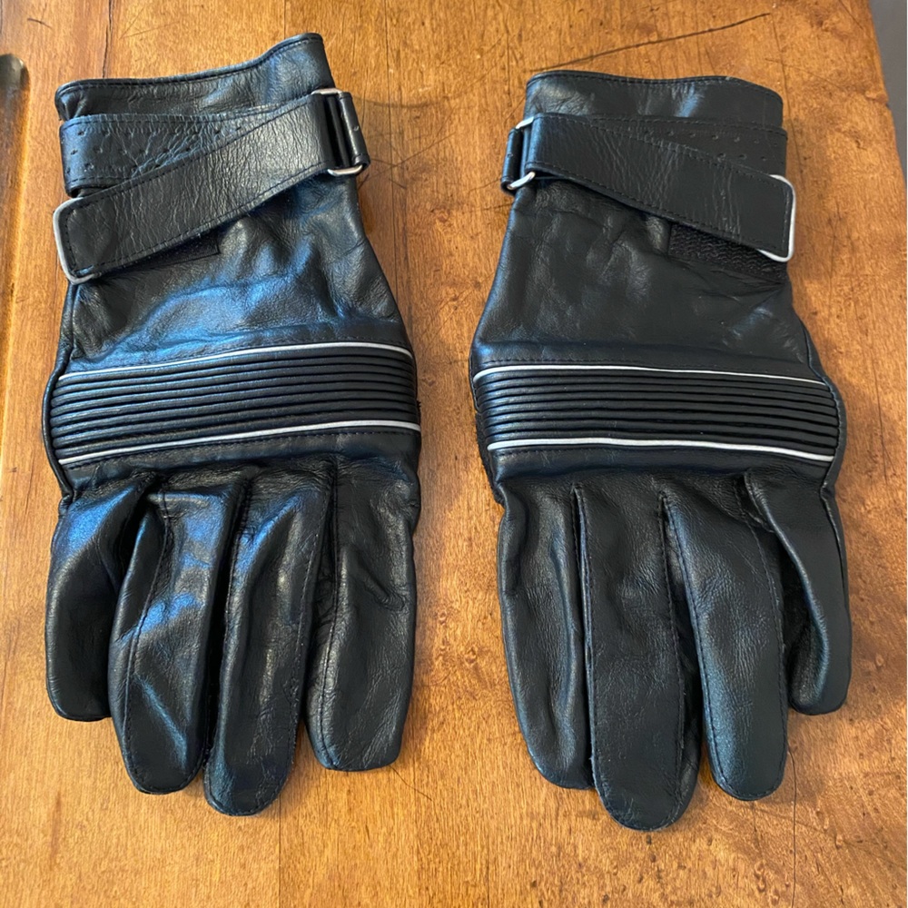 Wilson’s Mens Black Leather Motorcycle Riding Gloves Sz L